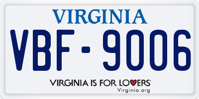 VA license plate VBF9006