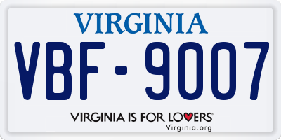 VA license plate VBF9007