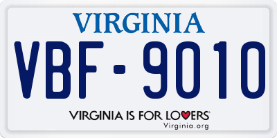 VA license plate VBF9010