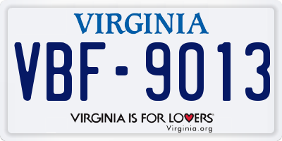 VA license plate VBF9013