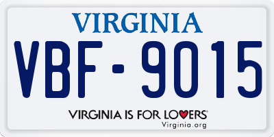VA license plate VBF9015