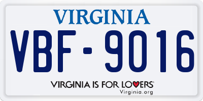 VA license plate VBF9016