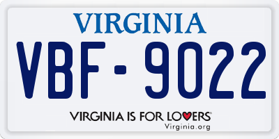 VA license plate VBF9022