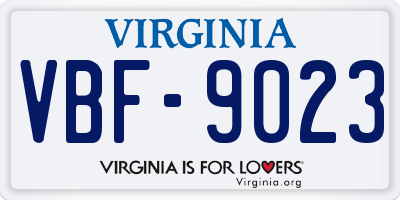 VA license plate VBF9023