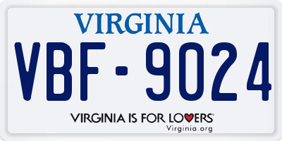 VA license plate VBF9024