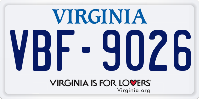 VA license plate VBF9026
