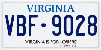 VA license plate VBF9028