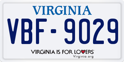 VA license plate VBF9029