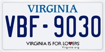 VA license plate VBF9030