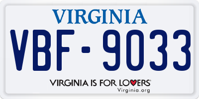 VA license plate VBF9033