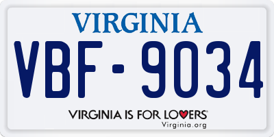 VA license plate VBF9034