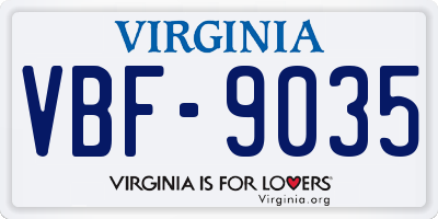VA license plate VBF9035