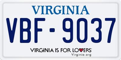 VA license plate VBF9037