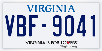 VA license plate VBF9041