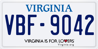 VA license plate VBF9042