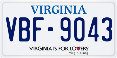 VA license plate VBF9043
