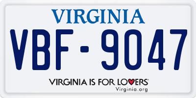 VA license plate VBF9047