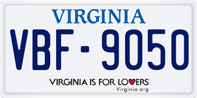 VA license plate VBF9050