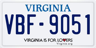 VA license plate VBF9051