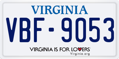 VA license plate VBF9053