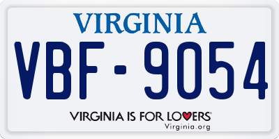 VA license plate VBF9054