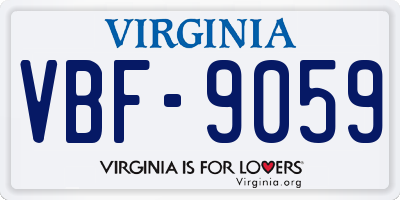 VA license plate VBF9059
