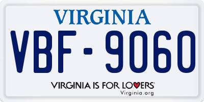 VA license plate VBF9060