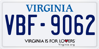 VA license plate VBF9062