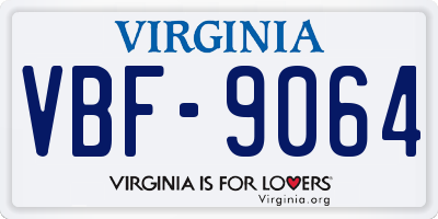 VA license plate VBF9064