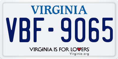 VA license plate VBF9065