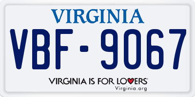 VA license plate VBF9067