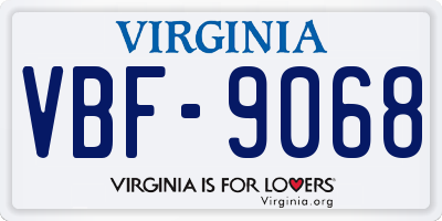 VA license plate VBF9068