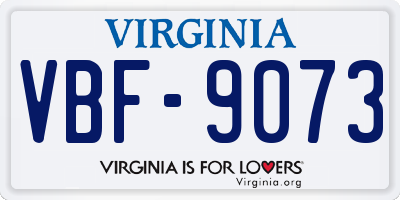 VA license plate VBF9073