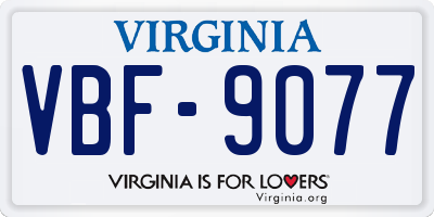 VA license plate VBF9077