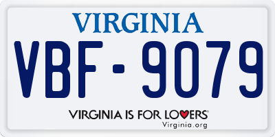 VA license plate VBF9079