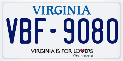 VA license plate VBF9080