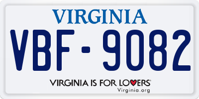 VA license plate VBF9082