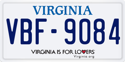 VA license plate VBF9084