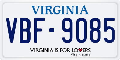 VA license plate VBF9085