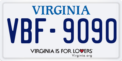 VA license plate VBF9090