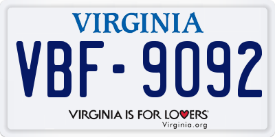 VA license plate VBF9092