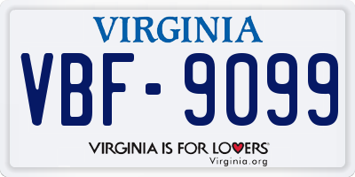 VA license plate VBF9099