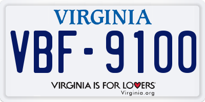 VA license plate VBF9100