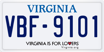 VA license plate VBF9101