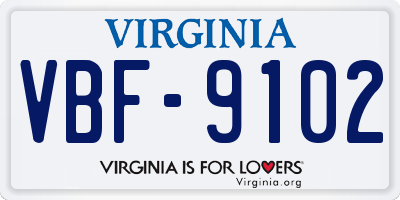 VA license plate VBF9102