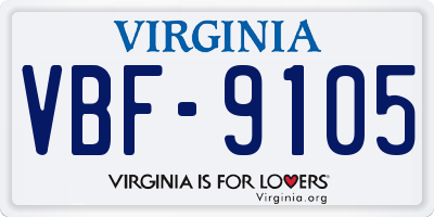 VA license plate VBF9105