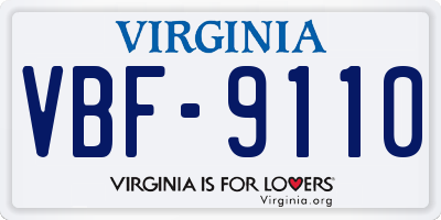VA license plate VBF9110