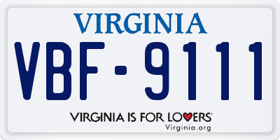 VA license plate VBF9111