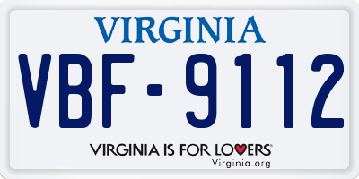 VA license plate VBF9112