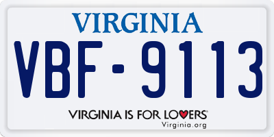 VA license plate VBF9113